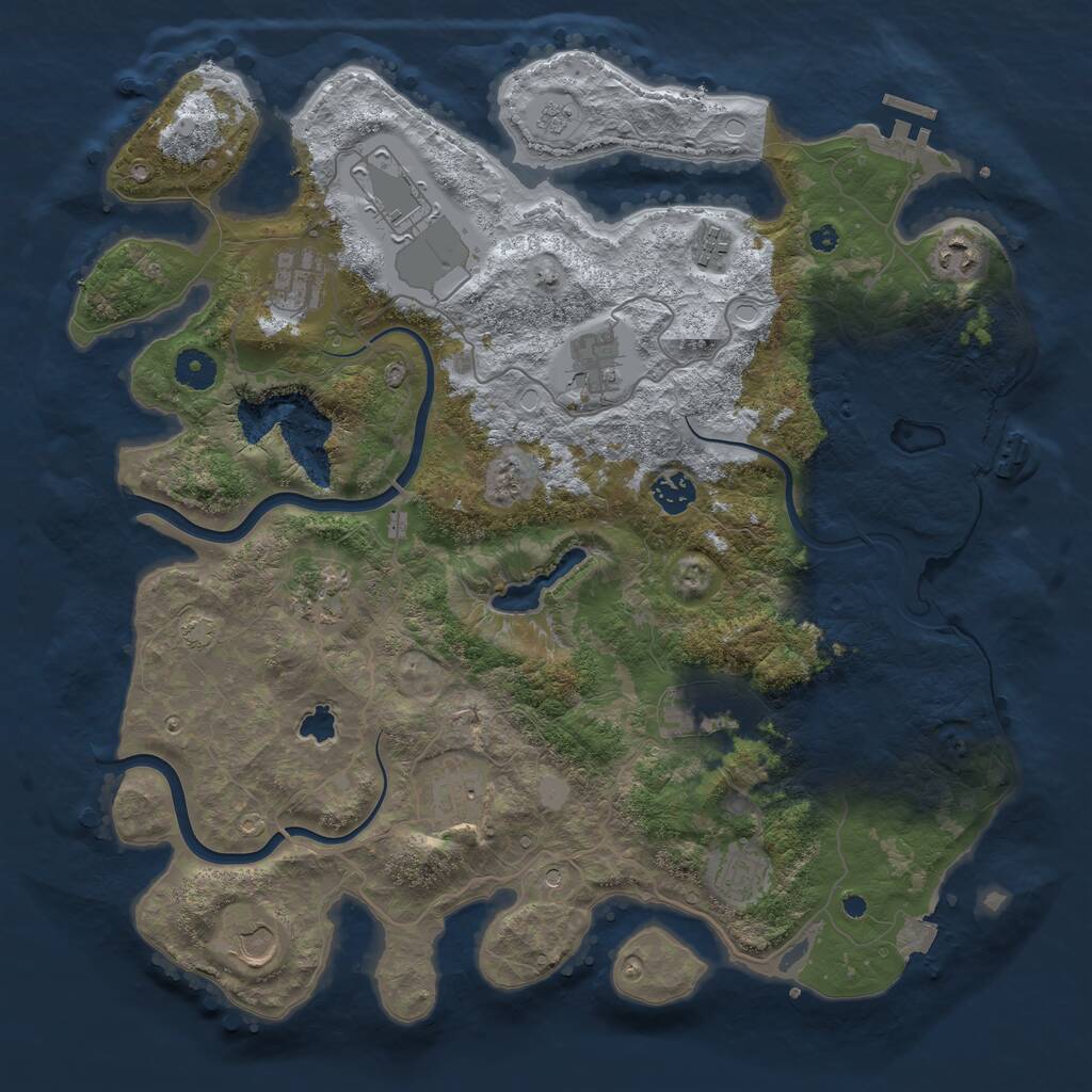 Rust Map: Procedural Map, Size: 4000, Seed: 1155395, 17 Monuments