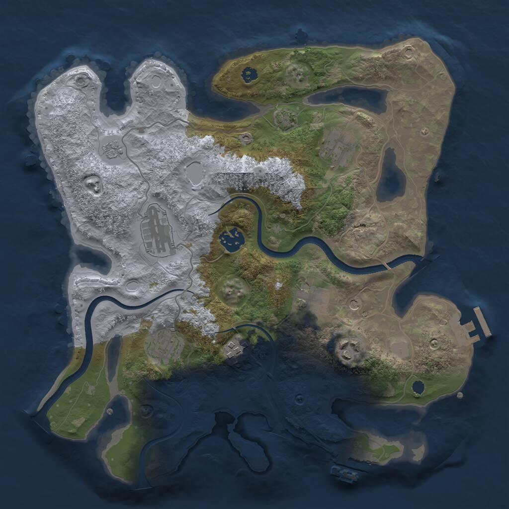 Rust Map: Procedural Map, Size: 3250, Seed: 1327218919, 13 Monuments