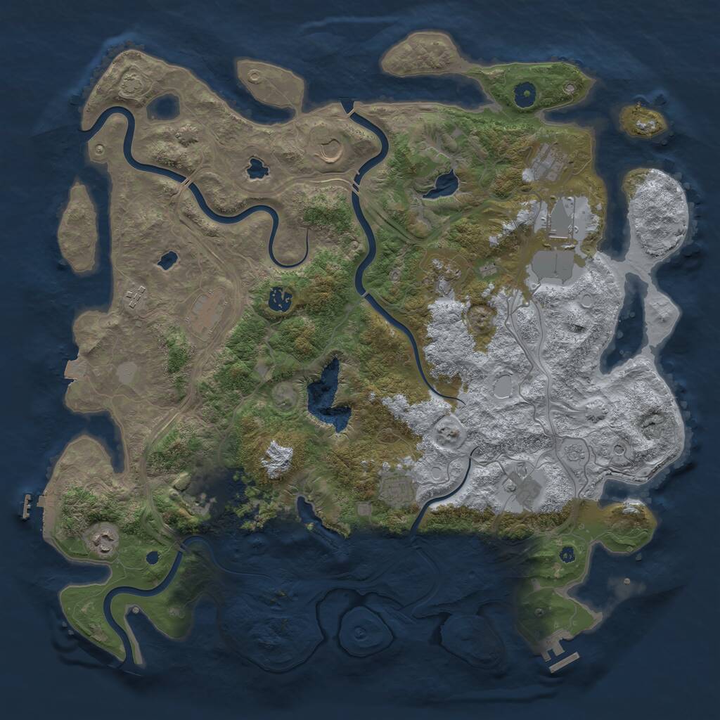 Rust Map: Procedural Map, Size: 4500, Seed: 677537549, 17 Monuments