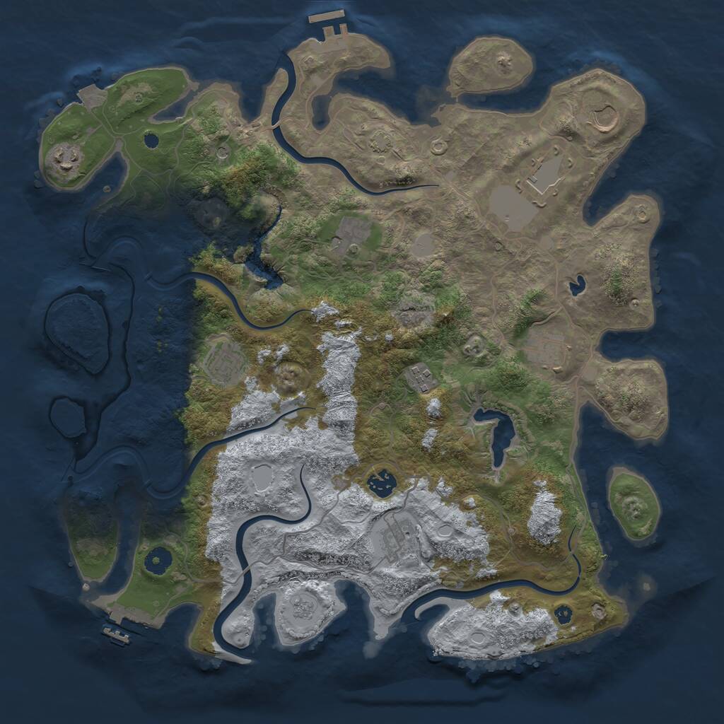 Rust Map: Procedural Map, Size: 4050, Seed: 555555, 15 Monuments