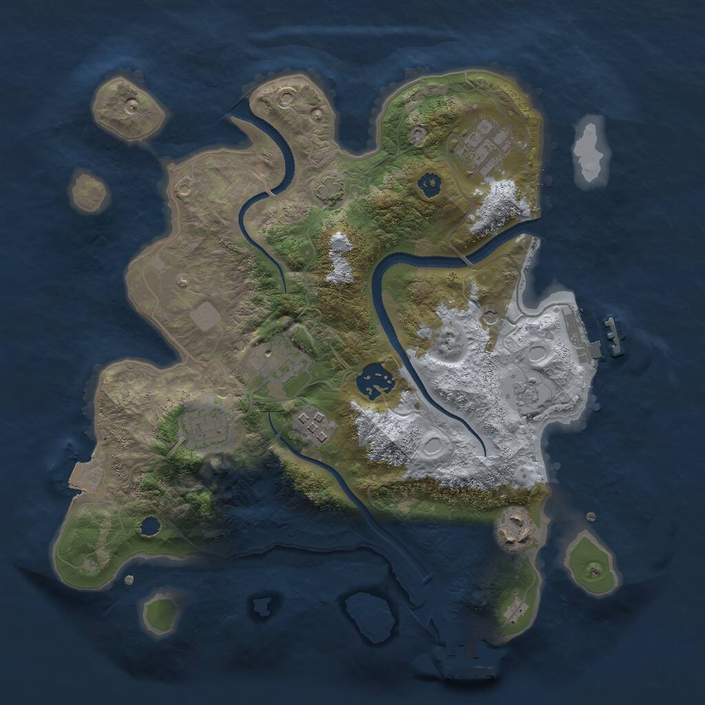 Rust Map: Procedural Map, Size: 3000, Seed: 2252, 12 Monuments