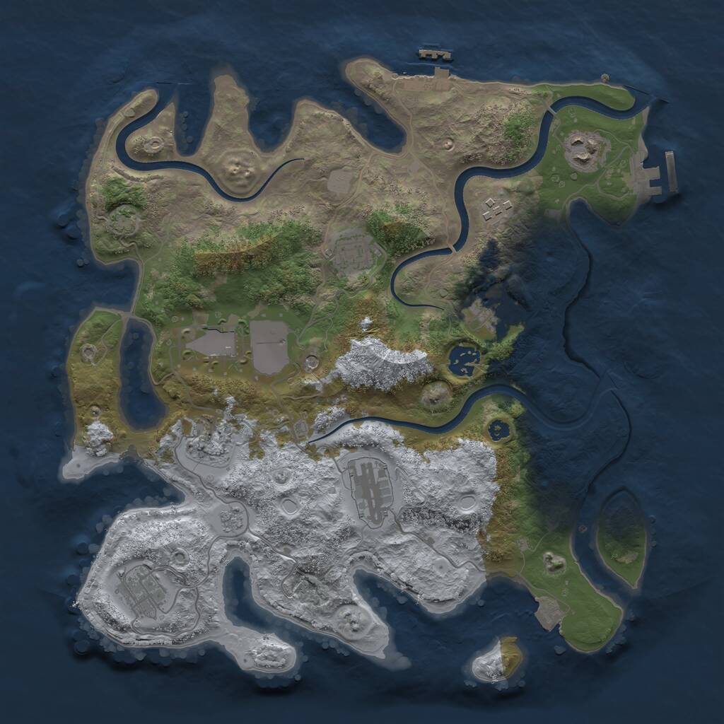 Rust Map: Procedural Map, Size: 3500, Seed: 6799, 15 Monuments