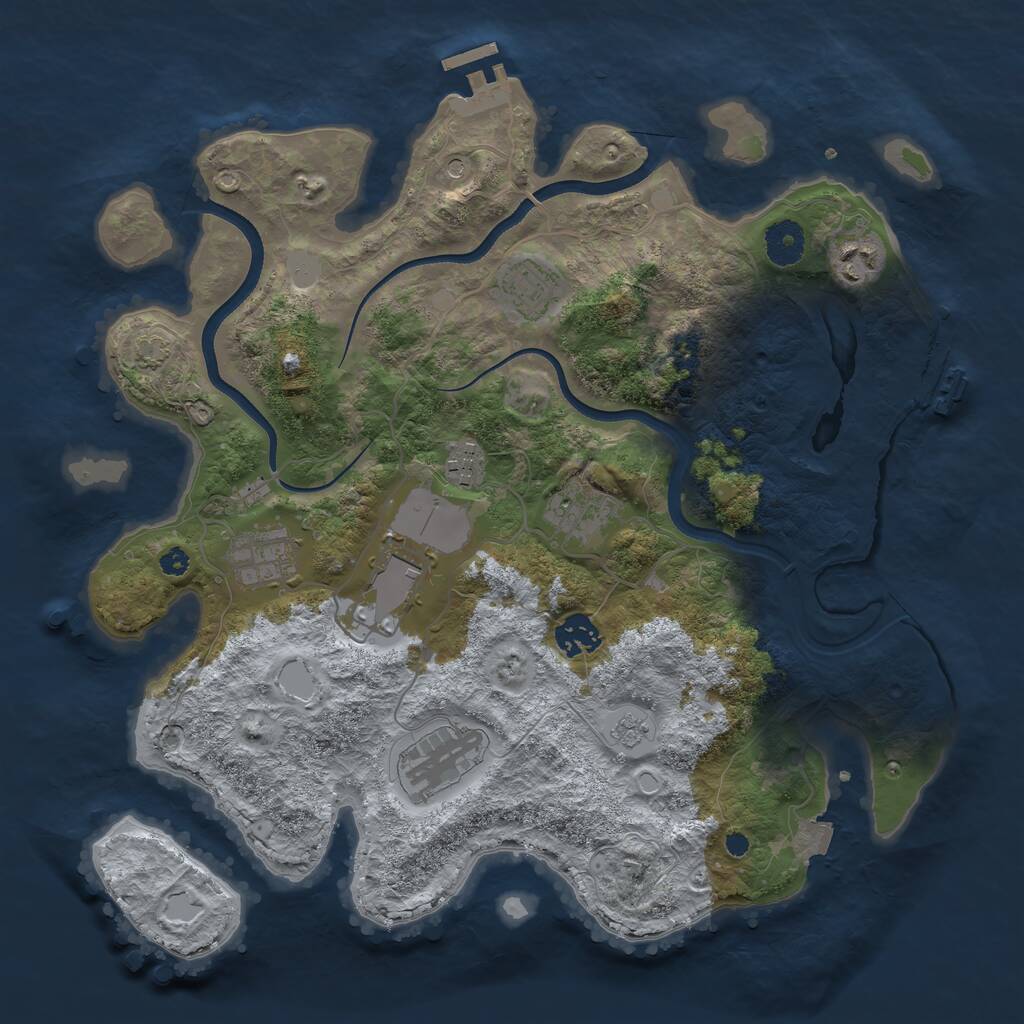 Rust Map: Procedural Map, Size: 3600, Seed: 1853099928, 14 Monuments