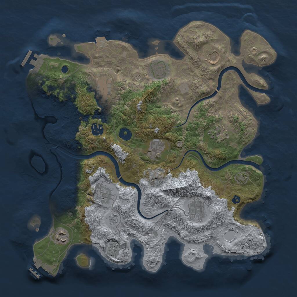 Rust Map: Procedural Map, Size: 3500, Seed: 1998420867, 16 Monuments