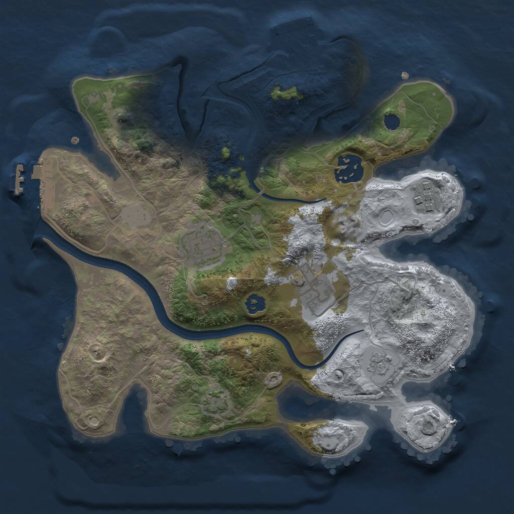 Rust Map: Procedural Map, Size: 2600, Seed: 508358843, 9 Monuments