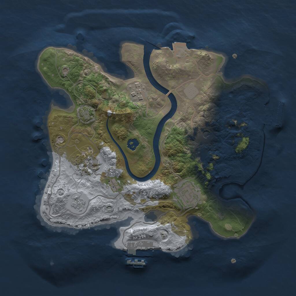 Rust Map: Procedural Map, Size: 2500, Seed: 2016680920, 9 Monuments