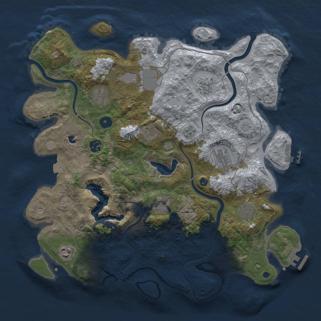 Rust Map: Procedural Map, Size: 4000, Seed: 1123486053, 16 Monuments