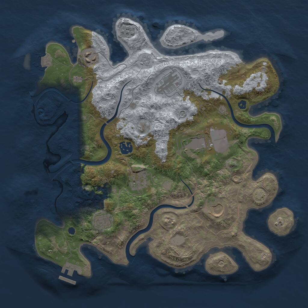 Rust Map: Procedural Map, Size: 3500, Seed: 386878244, 13 Monuments