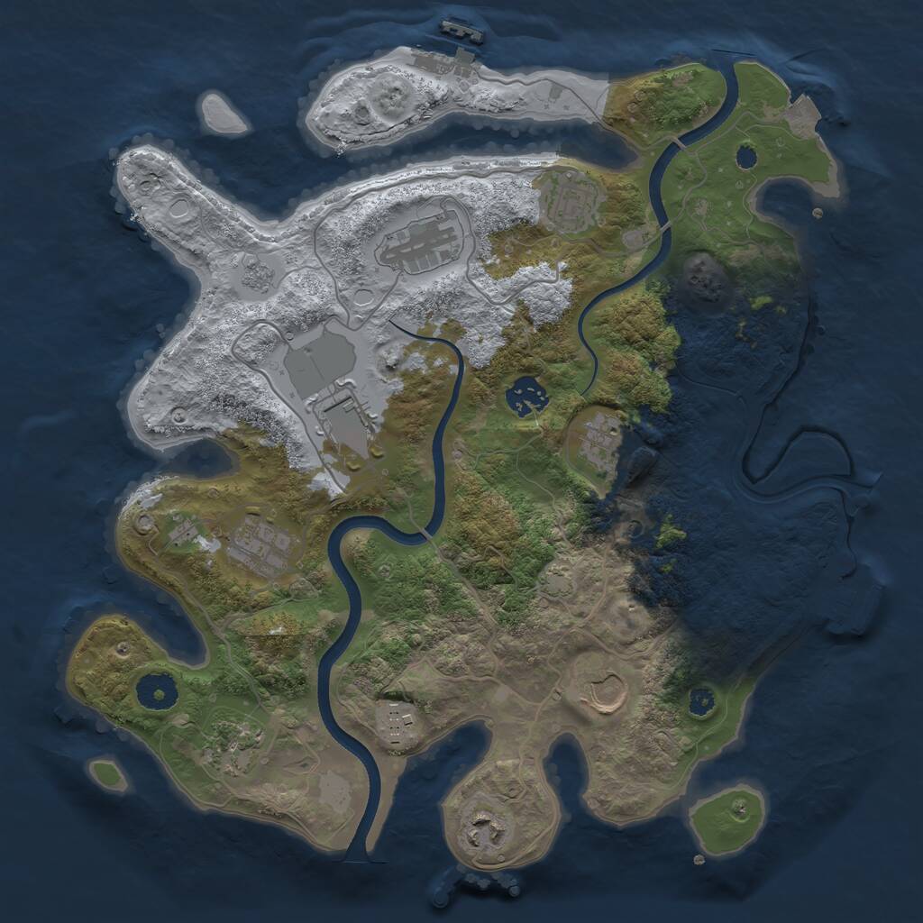 Rust Map: Procedural Map, Size: 3500, Seed: 763193726, 16 Monuments