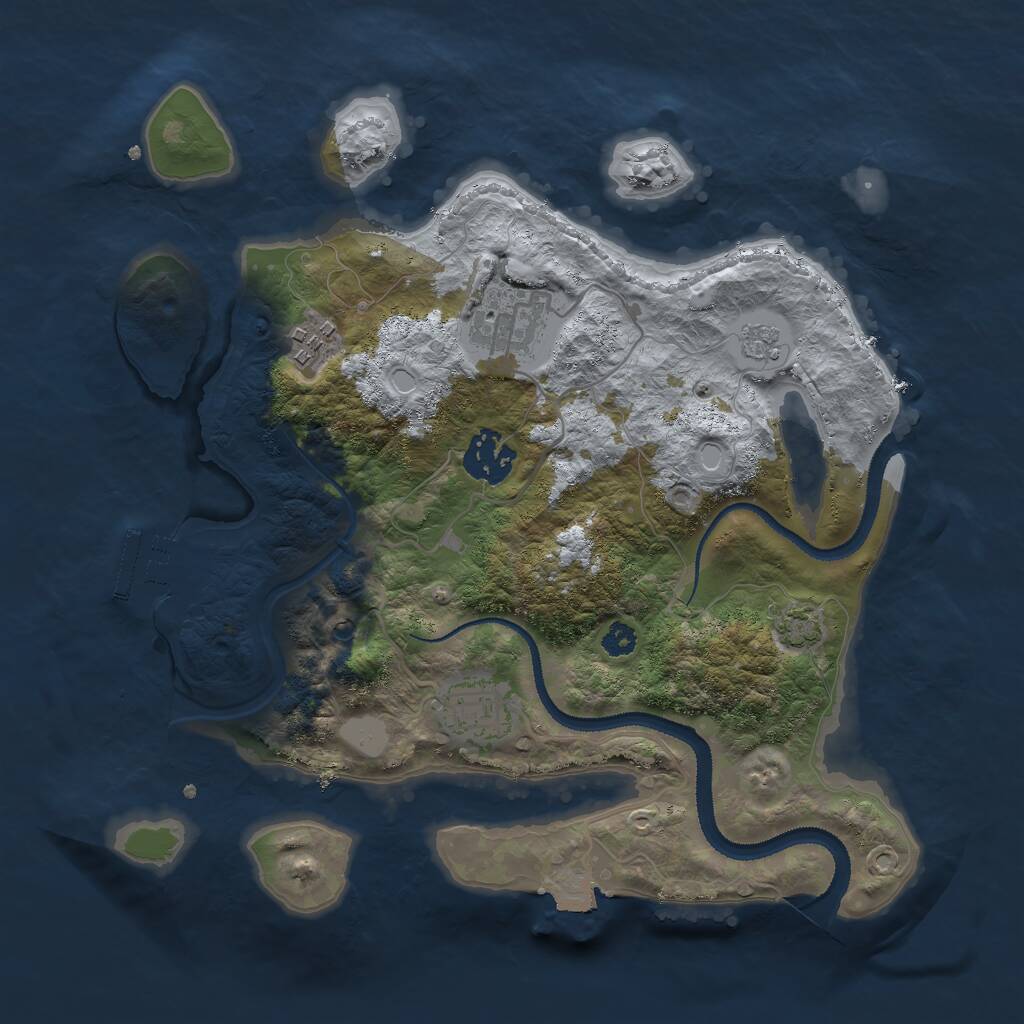 Rust Map: Procedural Map, Size: 3000, Seed: 3752894, 9 Monuments