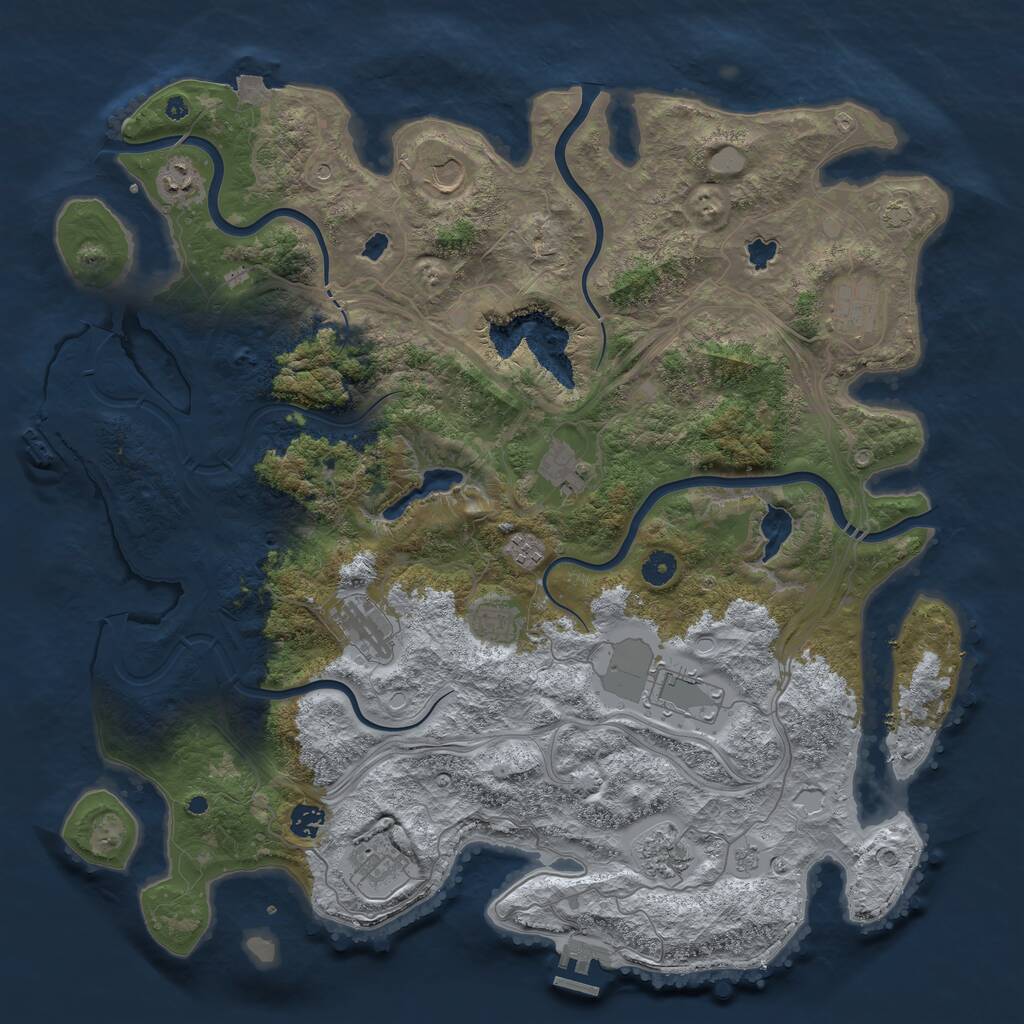 Rust Map: Procedural Map, Size: 4500, Seed: 979947416, 17 Monuments