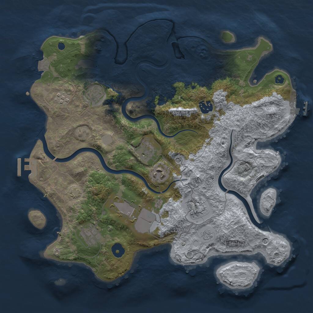 Rust Map: Procedural Map, Size: 3500, Seed: 38766563, 14 Monuments