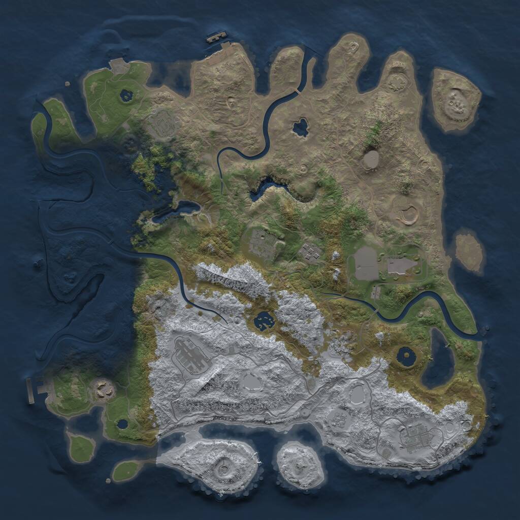 Rust Map: Procedural Map, Size: 4100, Seed: 555, 16 Monuments