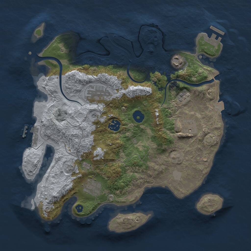 Rust Map: Procedural Map, Size: 3250, Seed: 1416765511, 11 Monuments