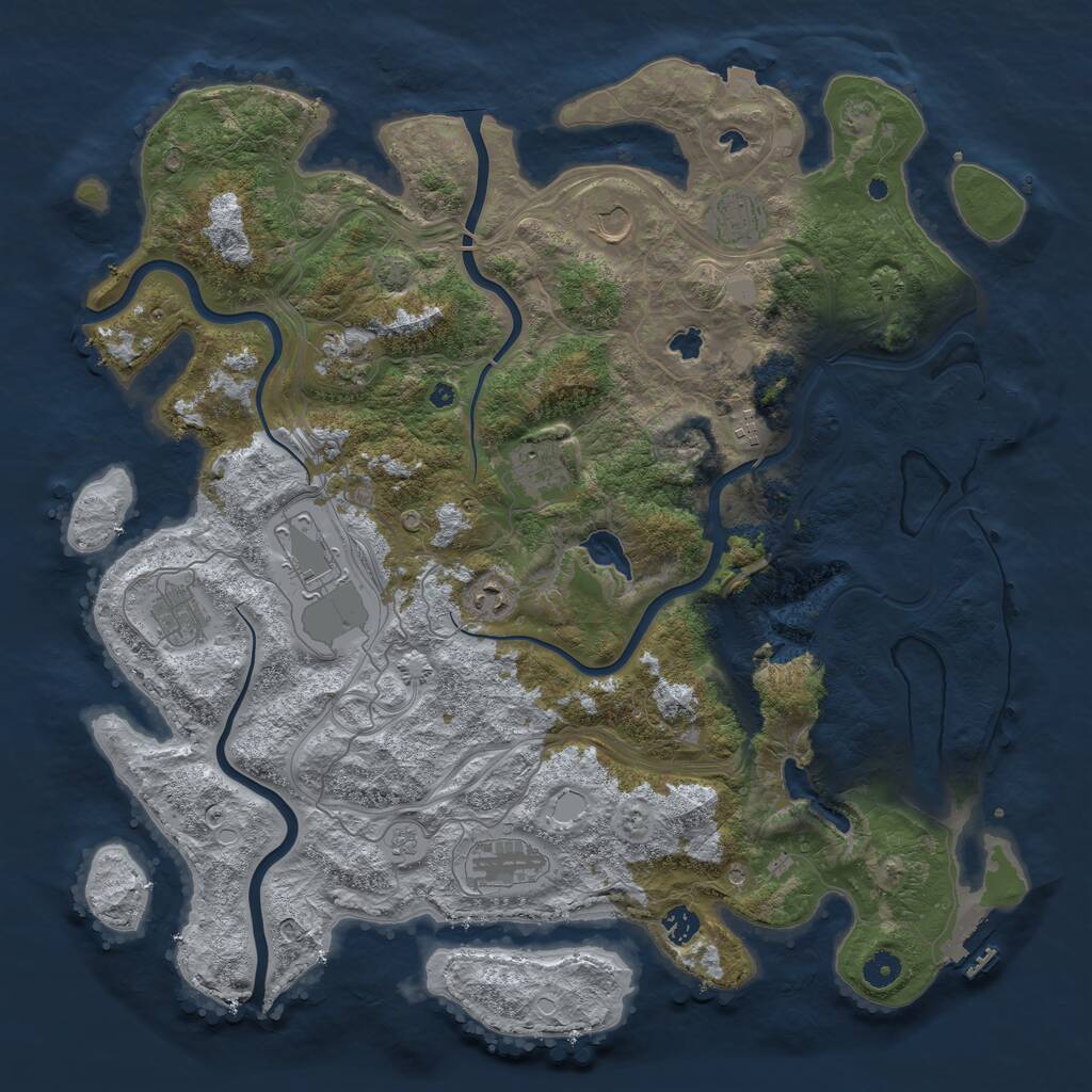 Rust Map: Procedural Map, Size: 4500, Seed: 800134174, 16 Monuments