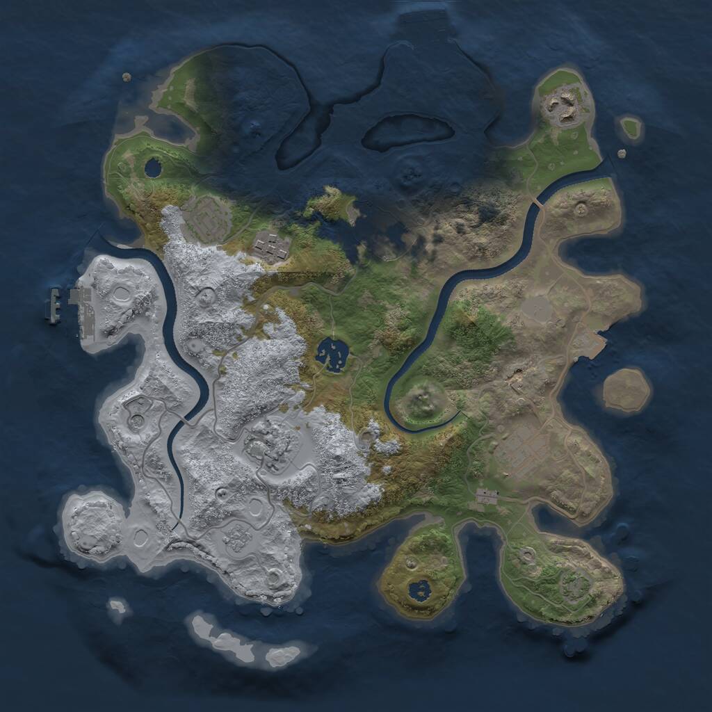 Rust Map: Procedural Map, Size: 3250, Seed: 491247, 13 Monuments