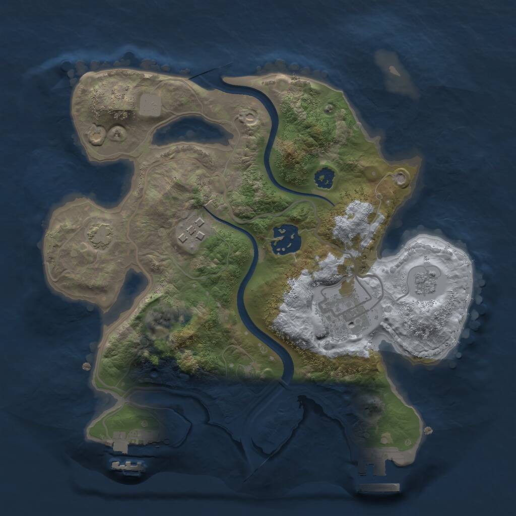 Rust Map: Procedural Map, Size: 2500, Seed: 2000367049, 8 Monuments