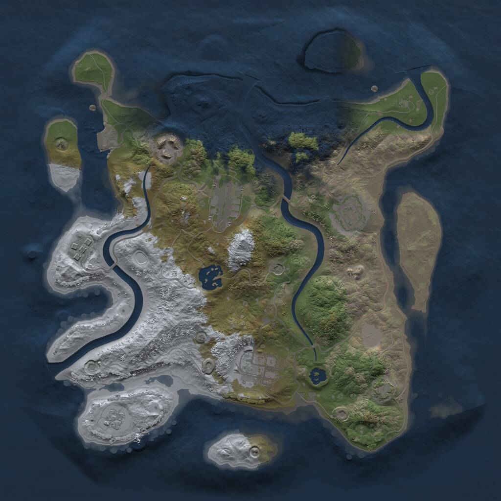Rust Map: Procedural Map, Size: 3000, Seed: 62436, 10 Monuments