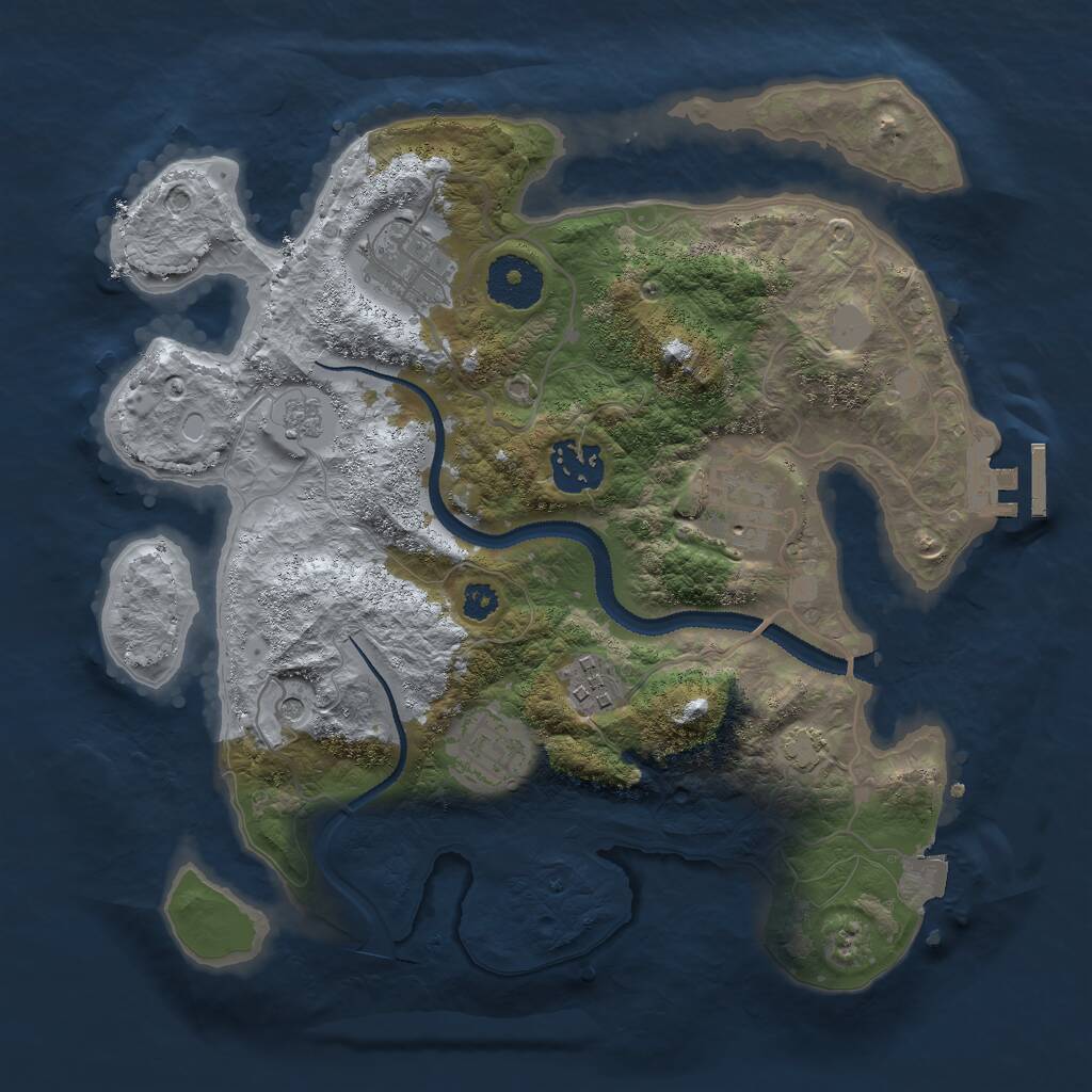 Rust Map: Procedural Map, Size: 3000, Seed: 739292, 10 Monuments