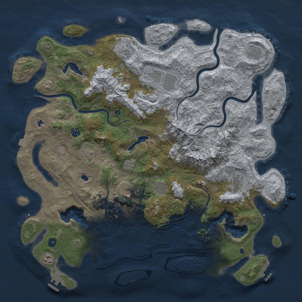Rust Map: Procedural Map, Size: 5000, Seed: 1743283724, 16 Monuments