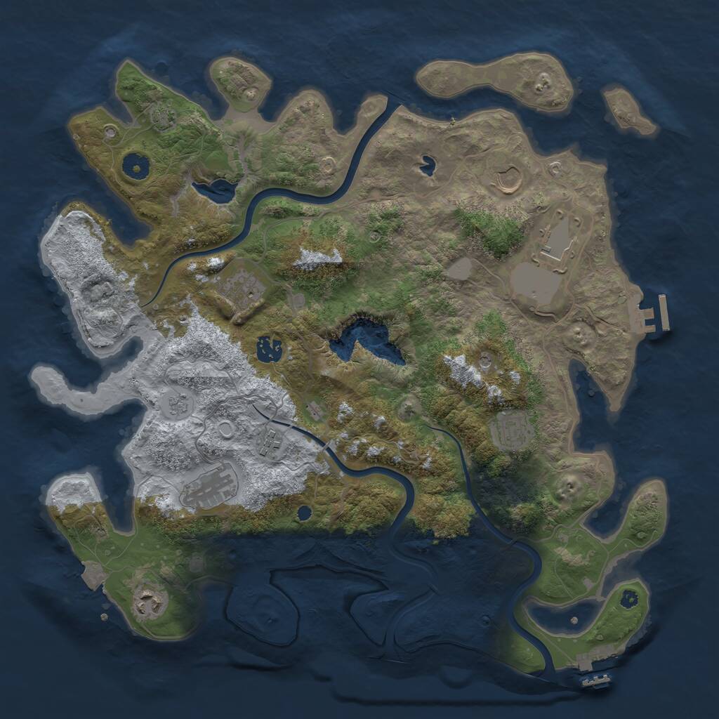 Rust Map: Procedural Map, Size: 4000, Seed: 98764, 14 Monuments