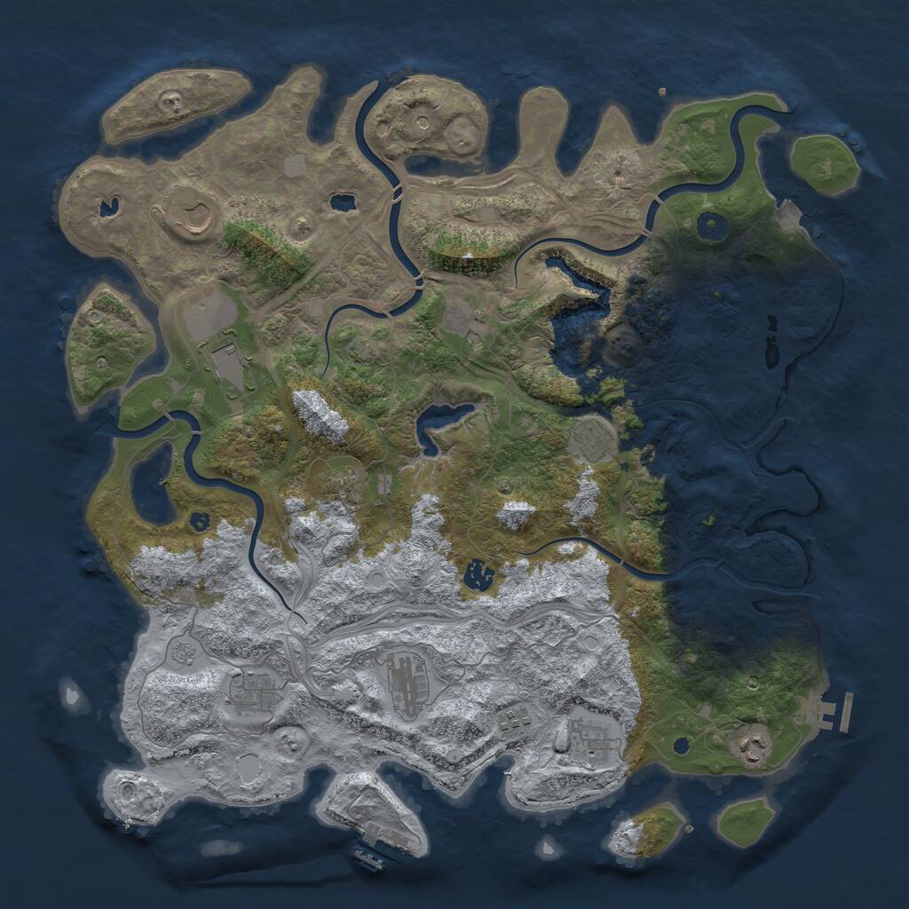 Rust Map: Procedural Map, Size: 4500, Seed: 227993484, 17 Monuments