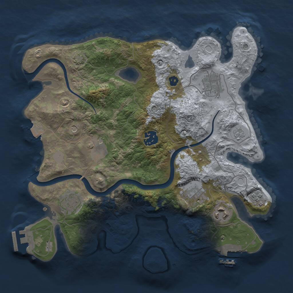 Rust Map: Procedural Map, Size: 3000, Seed: 39999, 13 Monuments