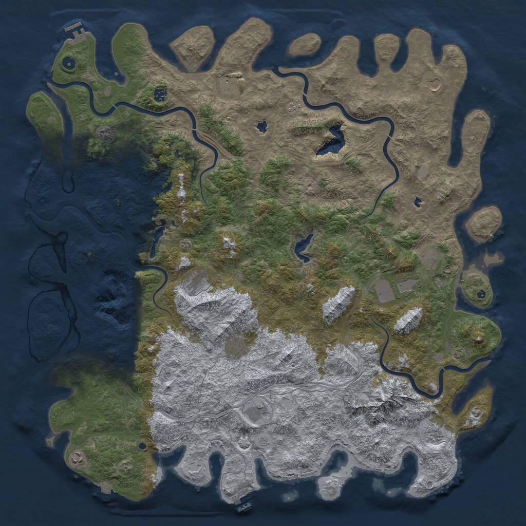 Rust Map: Procedural Map, Size: 6000, Seed: 1464683309, 17 Monuments