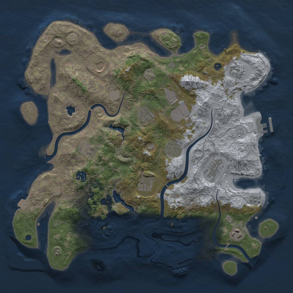 Rust Map: Procedural Map, Size: 4000, Seed: 997463396, 17 Monuments