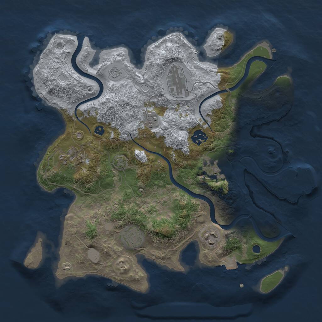 Rust Map: Procedural Map, Size: 3250, Seed: 1736864413, 11 Monuments