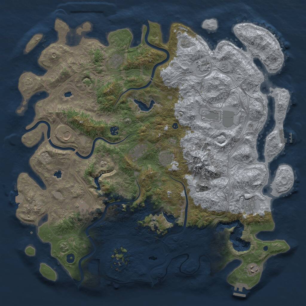 Rust Map: Procedural Map, Size: 5000, Seed: 500001, 17 Monuments
