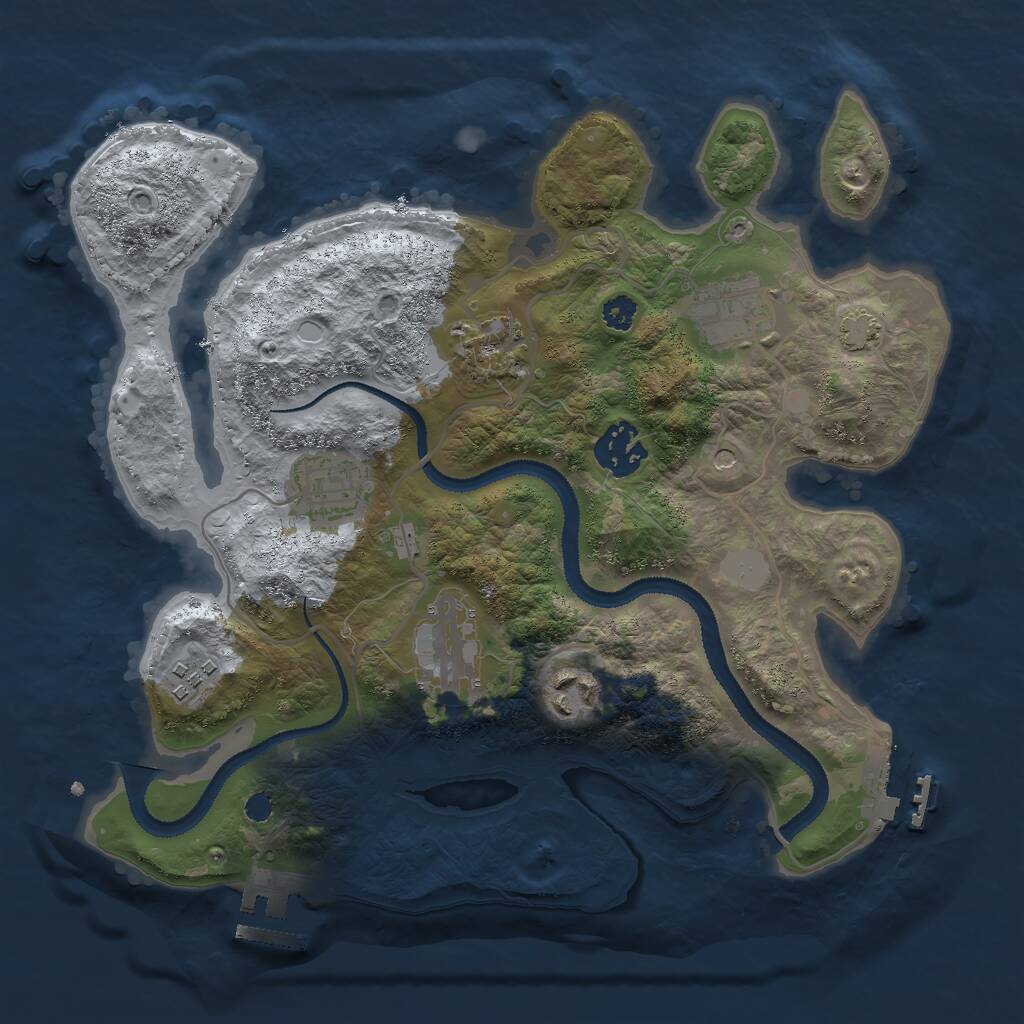 Rust Map: Procedural Map, Size: 3000, Seed: 974516507, 12 Monuments