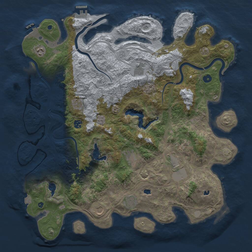 Rust Map: Procedural Map, Size: 4500, Seed: 719435755, 16 Monuments