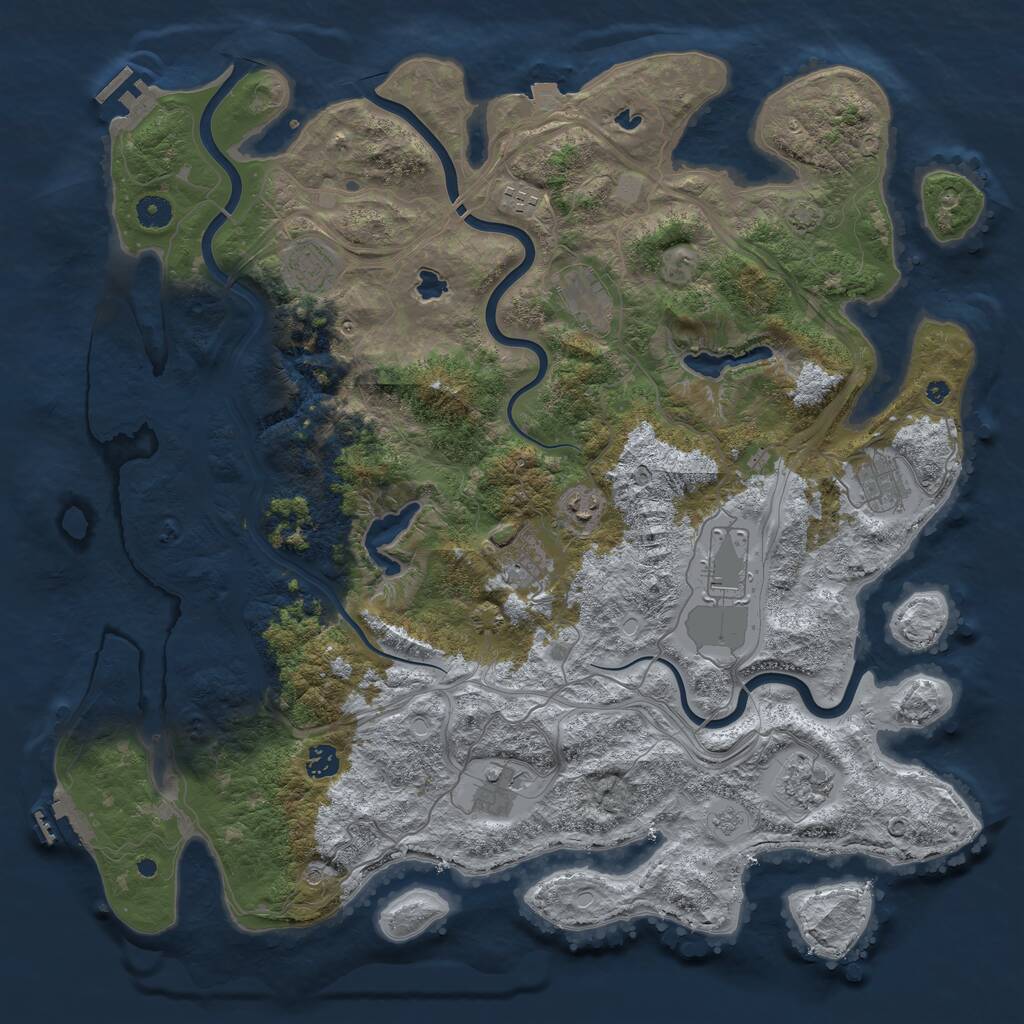 Rust Map: Procedural Map, Size: 4500, Seed: 74445, 16 Monuments
