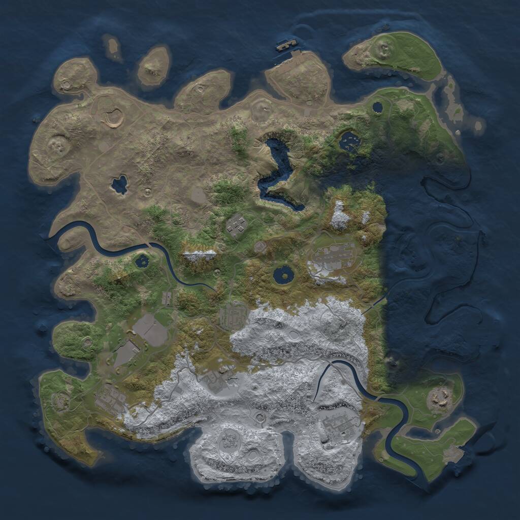 Rust Map: Procedural Map, Size: 4000, Seed: 1207294206, 16 Monuments