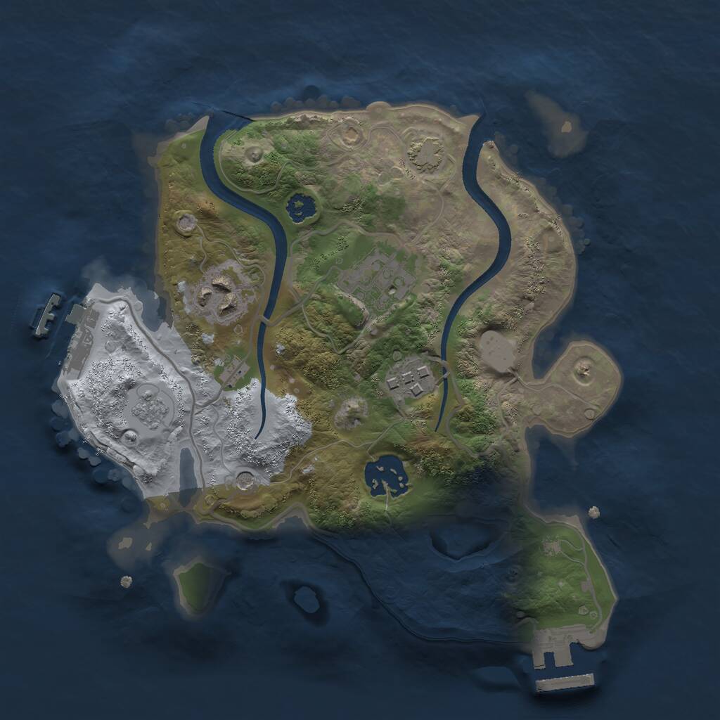 Rust Map: Procedural Map, Size: 2500, Seed: 9364815, 10 Monuments