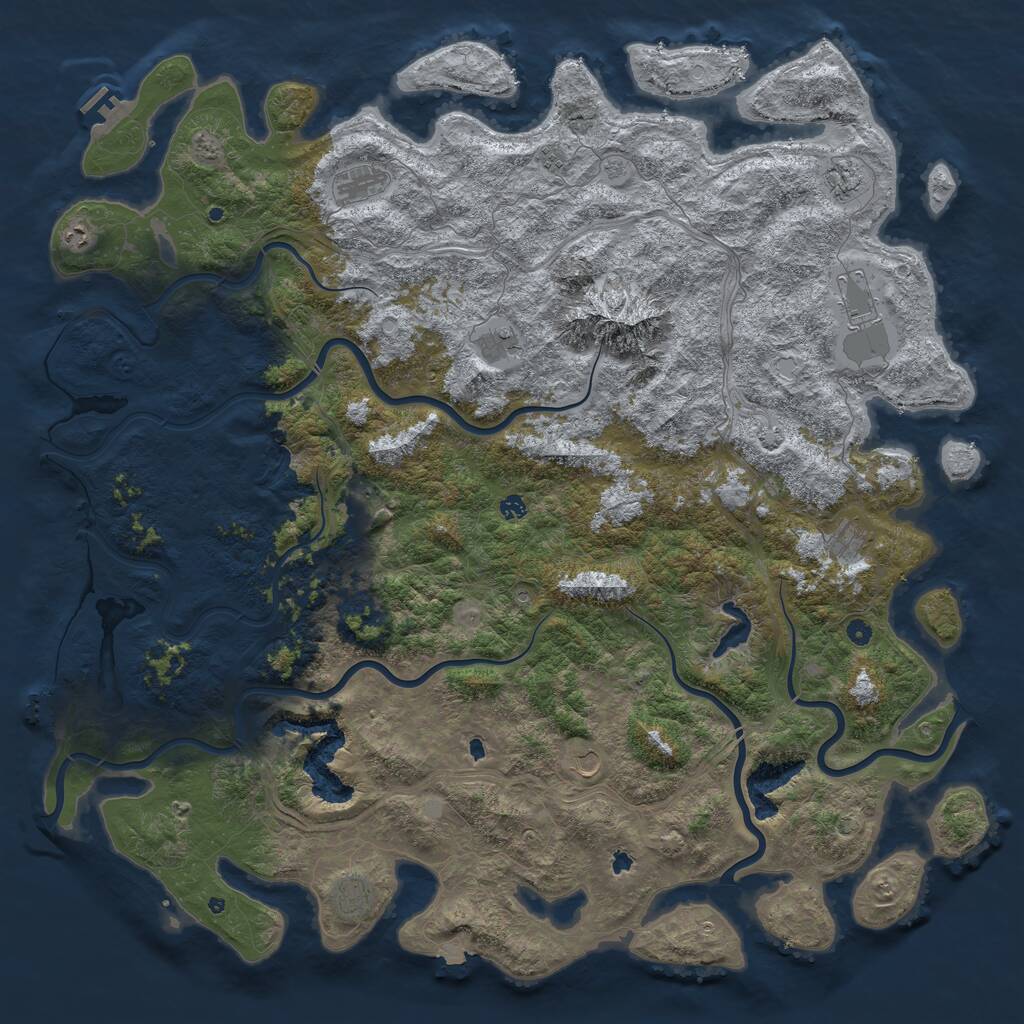 Rust Map: Procedural Map, Size: 6000, Seed: 460616843, 17 Monuments