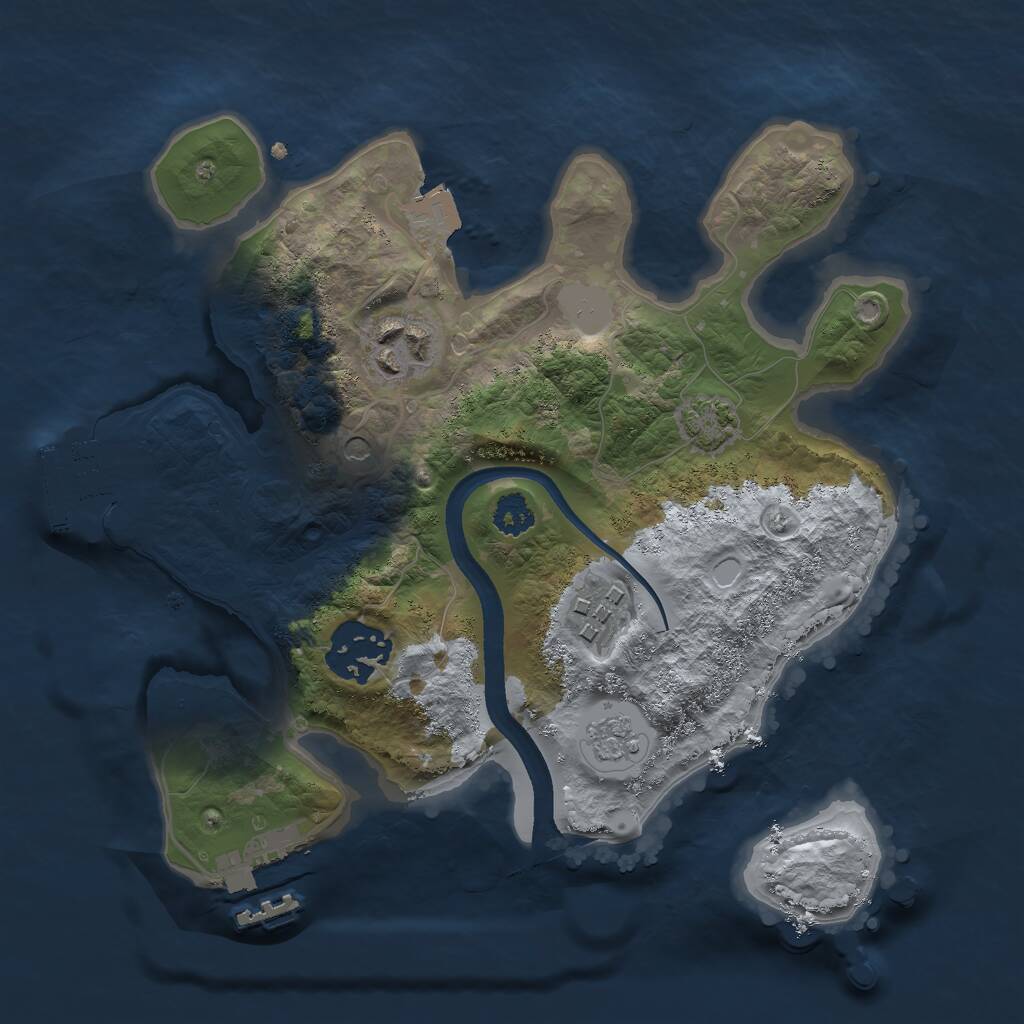 Rust Map: Procedural Map, Size: 2500, Seed: 1982473092, 9 Monuments