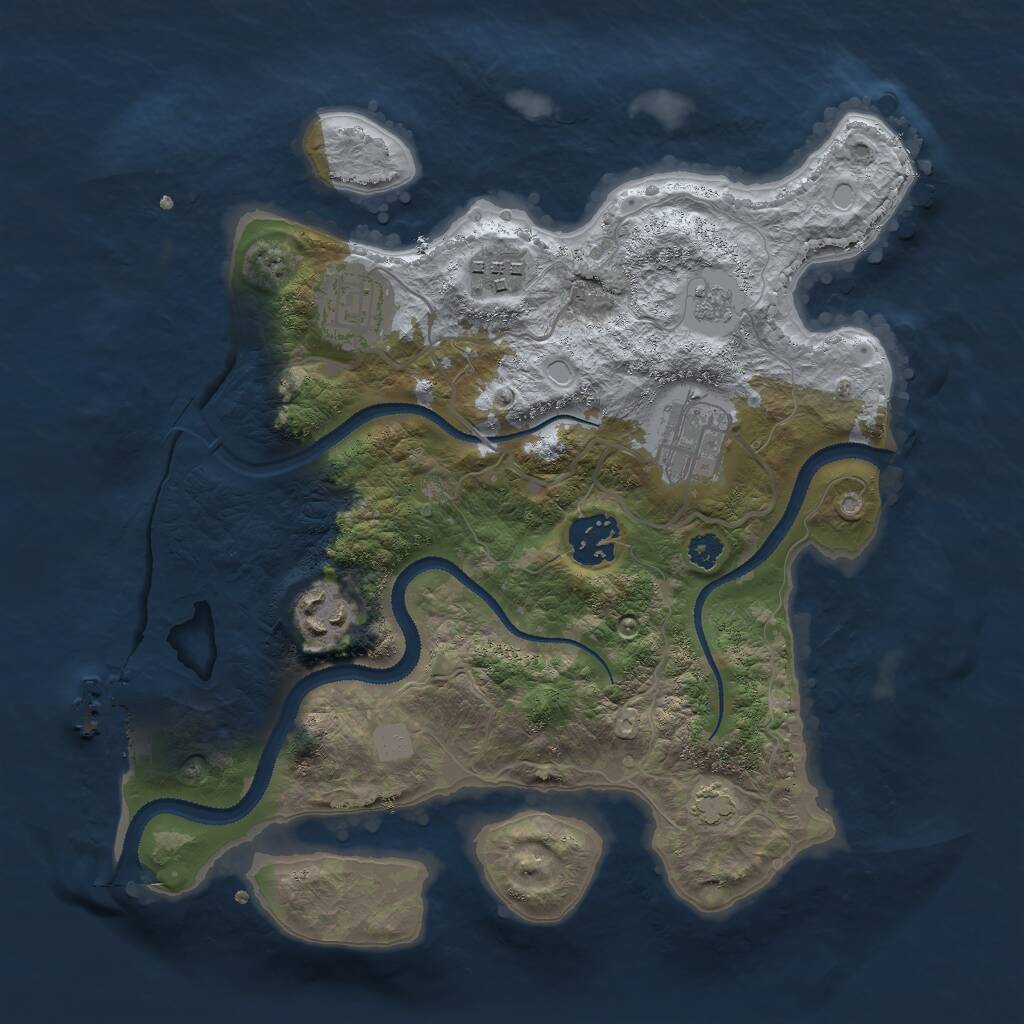 Rust Map: Procedural Map, Size: 3000, Seed: 32374, 9 Monuments