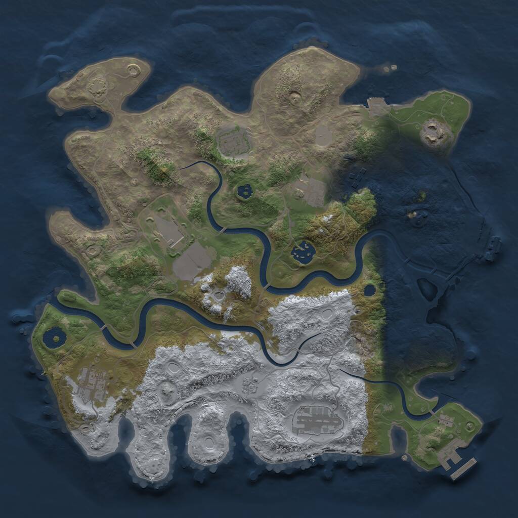 Rust Map: Procedural Map, Size: 3500, Seed: 2004884555, 14 Monuments