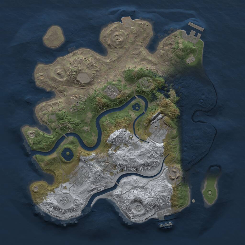 Rust Map: Procedural Map, Size: 3000, Seed: 42488, 11 Monuments
