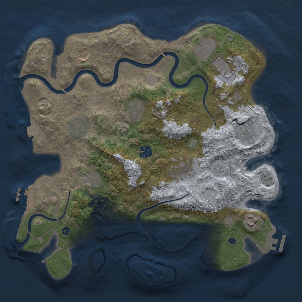 Rust Map: Procedural Map, Size: 3500, Seed: 45453732, 16 Monuments