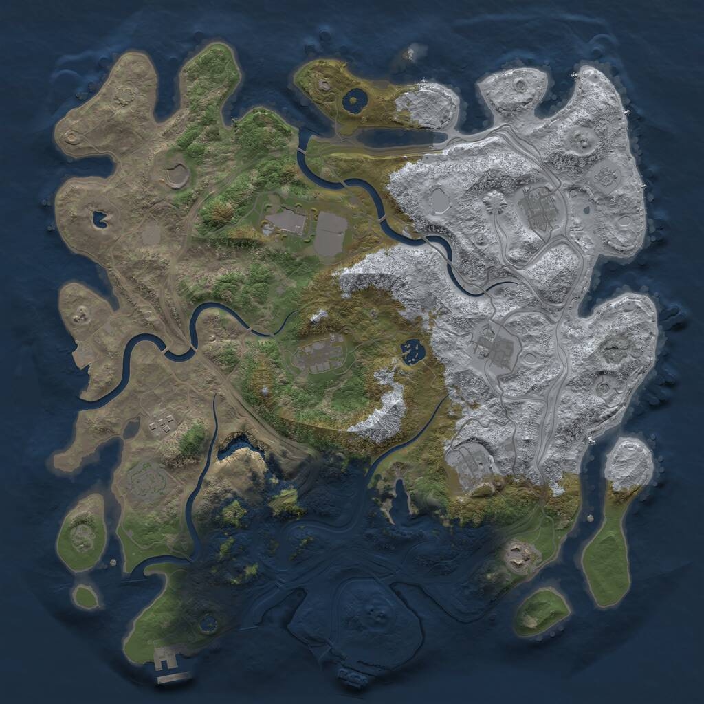Rust Map: Procedural Map, Size: 4250, Seed: 695776345, 16 Monuments
