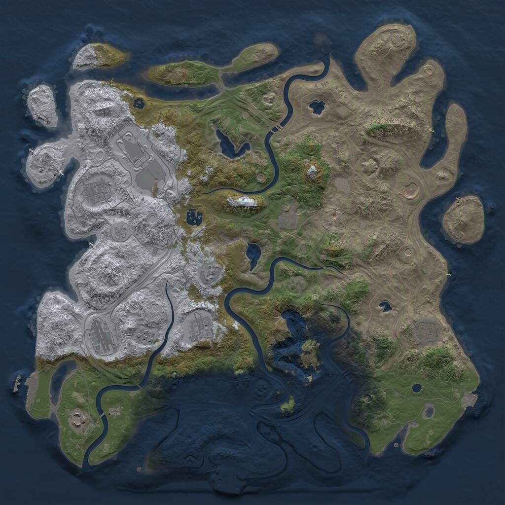 Rust Map: Procedural Map, Size: 4500, Seed: 210780, 16 Monuments