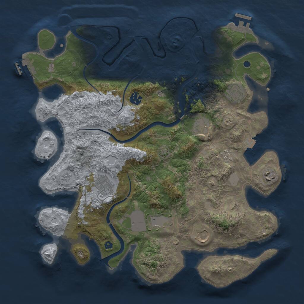 Rust Map: Procedural Map, Size: 3750, Seed: 4196, 14 Monuments