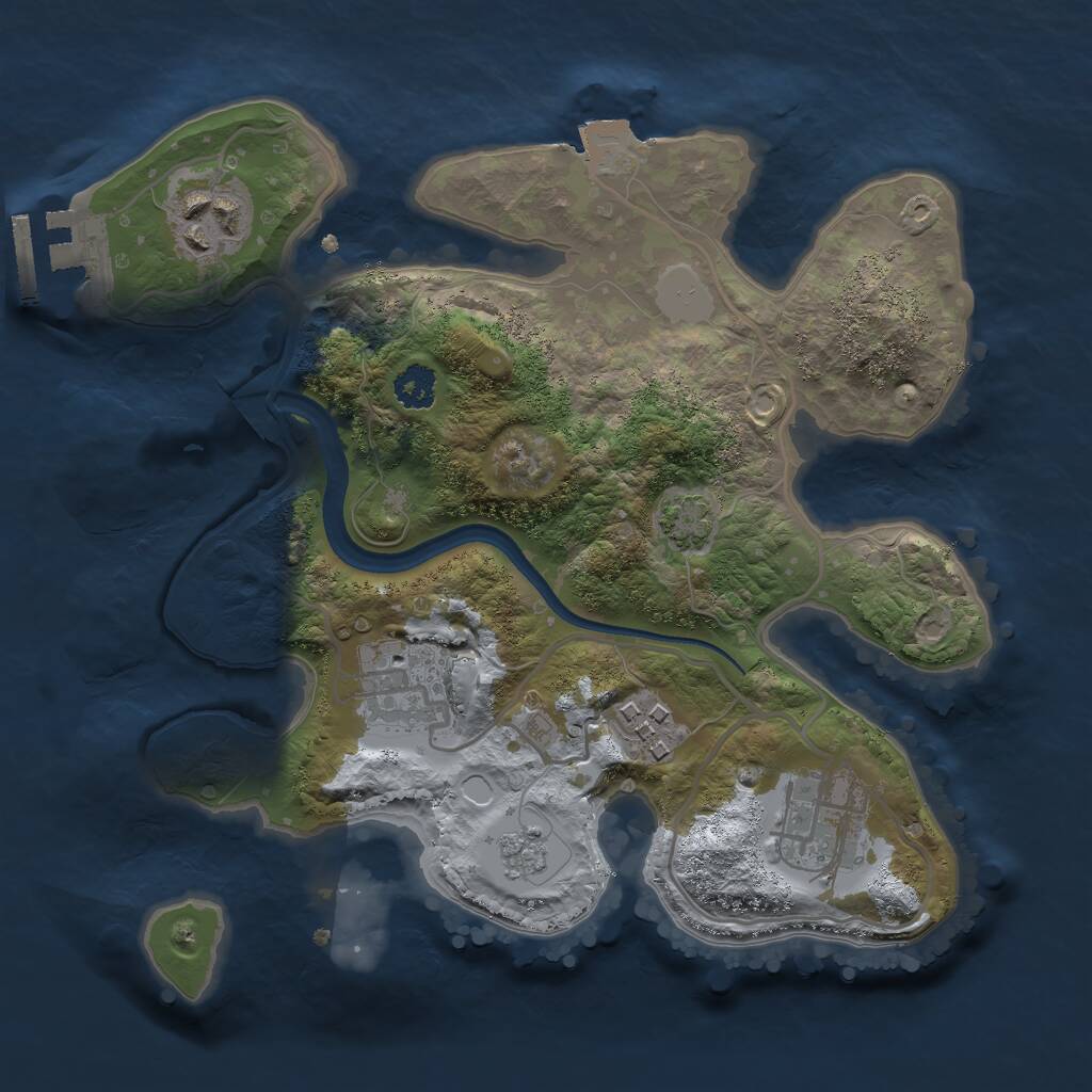 Rust Map: Procedural Map, Size: 2500, Seed: 329061, 8 Monuments