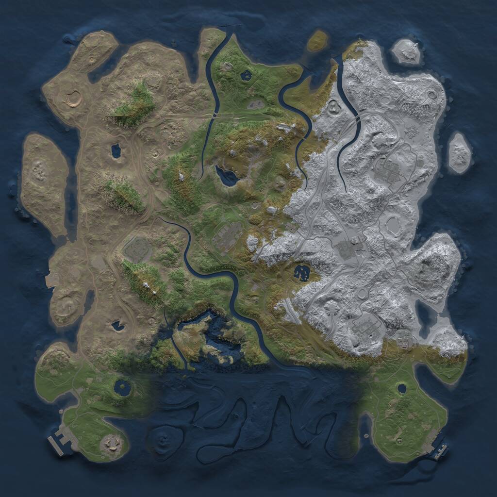 Rust Map: Procedural Map, Size: 4500, Seed: 413072444, 16 Monuments