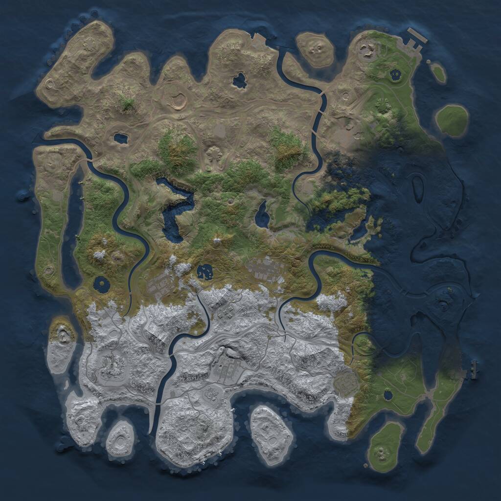 Rust Map: Procedural Map, Size: 4500, Seed: 32466, 16 Monuments