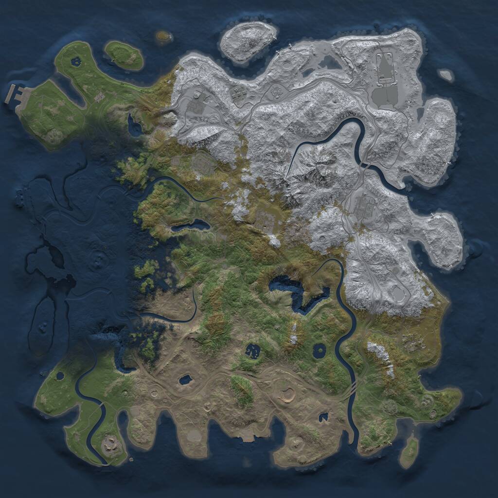 Rust Map: Procedural Map, Size: 5000, Seed: 24342323, 17 Monuments
