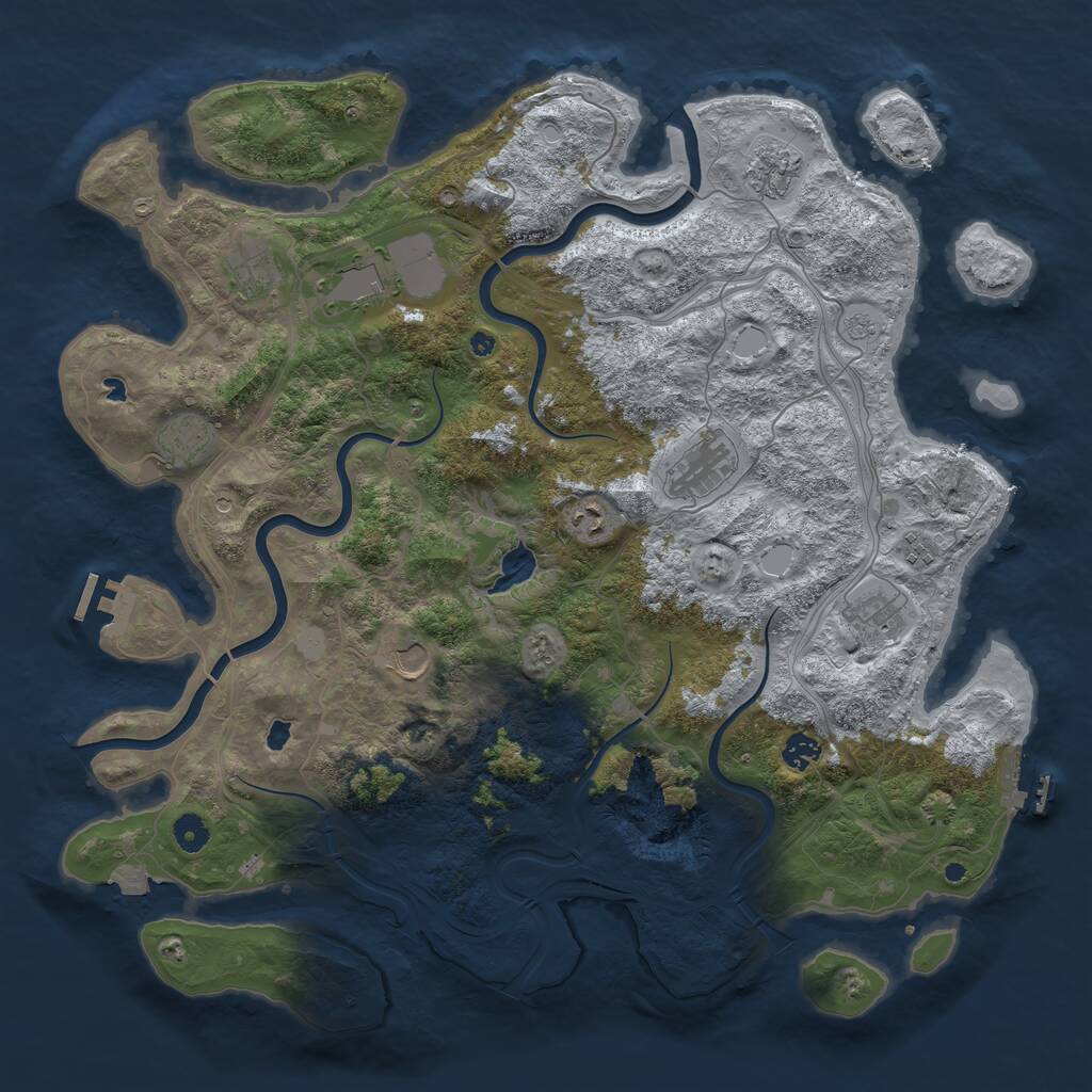 Rust Map: Procedural Map, Size: 4500, Seed: 70826879, 16 Monuments